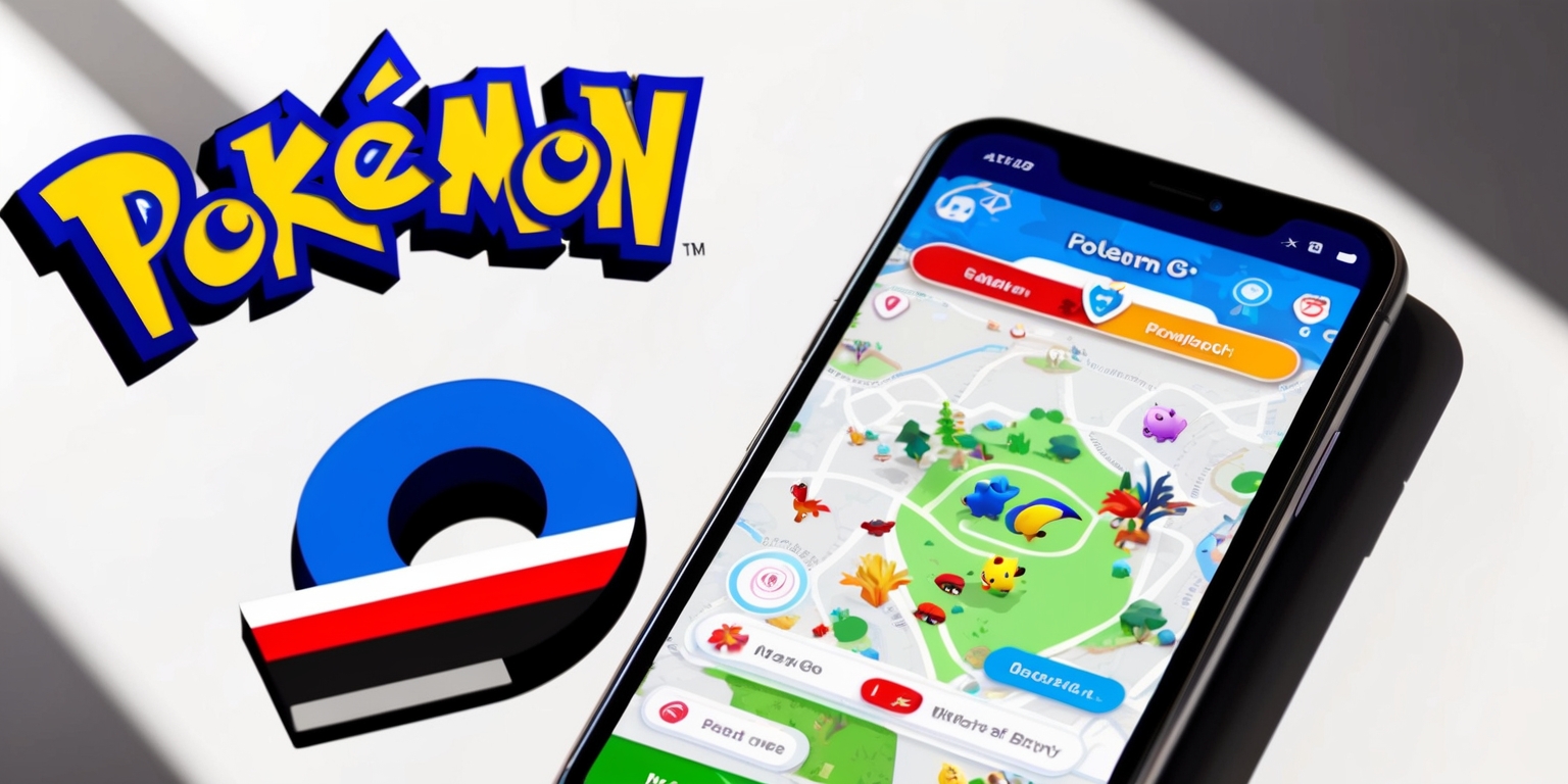 A bright and vibrant screenshot of the Pokémon Go app on a modern smartphone, showcasing a clutter-free interface with bold fonts and colorful graphics, featuring a map view with various Pokémon and PokéStops scattered throughout, the navigation buttons and menus tastefully designed with a mix of curved and rectangular shapes, the iconic Pokémon Go logo prominently displayed at the top, rendered in a sleek, modern sans-serif font with bold blue and red colors, set against a clean white background, with subtle shadows and highlights that give the image a sense of depth and dimensionality.